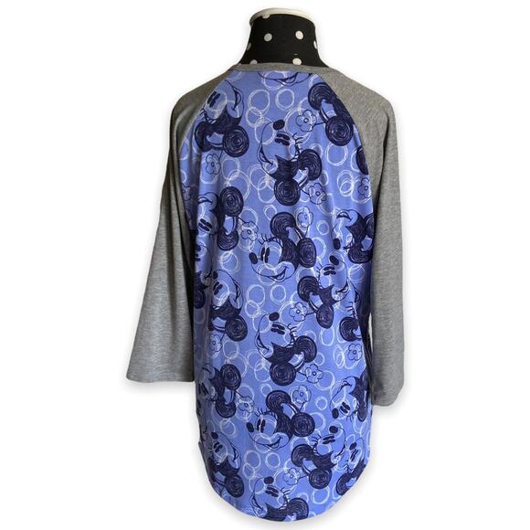 Disney LuLaRoe Womens Top Medium Randy Blue Gray Minnie Mouse Baseball Tee NEW - Picture 2 of 4